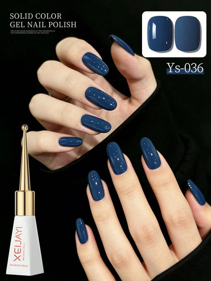 1 Bottle 10ml Deep Sea Blue Gel Nail Polish- Long-Lasting Glossy, Highly Saturated Shine, Sturdy & Durable Nail Gel, Suitable For Nail Salon DIY & Women's Gift