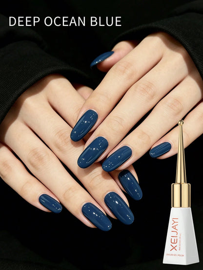 1 Bottle 10ml Deep Sea Blue Gel Nail Polish- Long-Lasting Glossy, Highly Saturated Shine, Sturdy & Durable Nail Gel, Suitable For Nail Salon DIY & Women's Gift