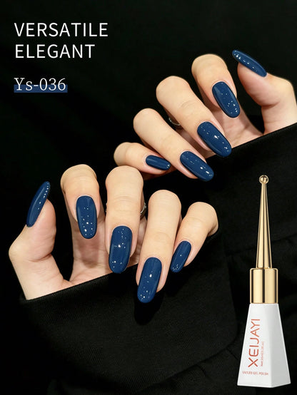 1 Bottle 10ml Deep Sea Blue Gel Nail Polish- Long-Lasting Glossy, Highly Saturated Shine, Sturdy & Durable Nail Gel, Suitable For Nail Salon DIY & Women's Gift