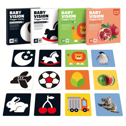 1 Box 20 Sheets 40 Pattern High Contrast Baby Cards, Newborn Visual Stimulation Black And White Cards, Infant Flash Cards, Baby Learning Cards, 0-36 Months