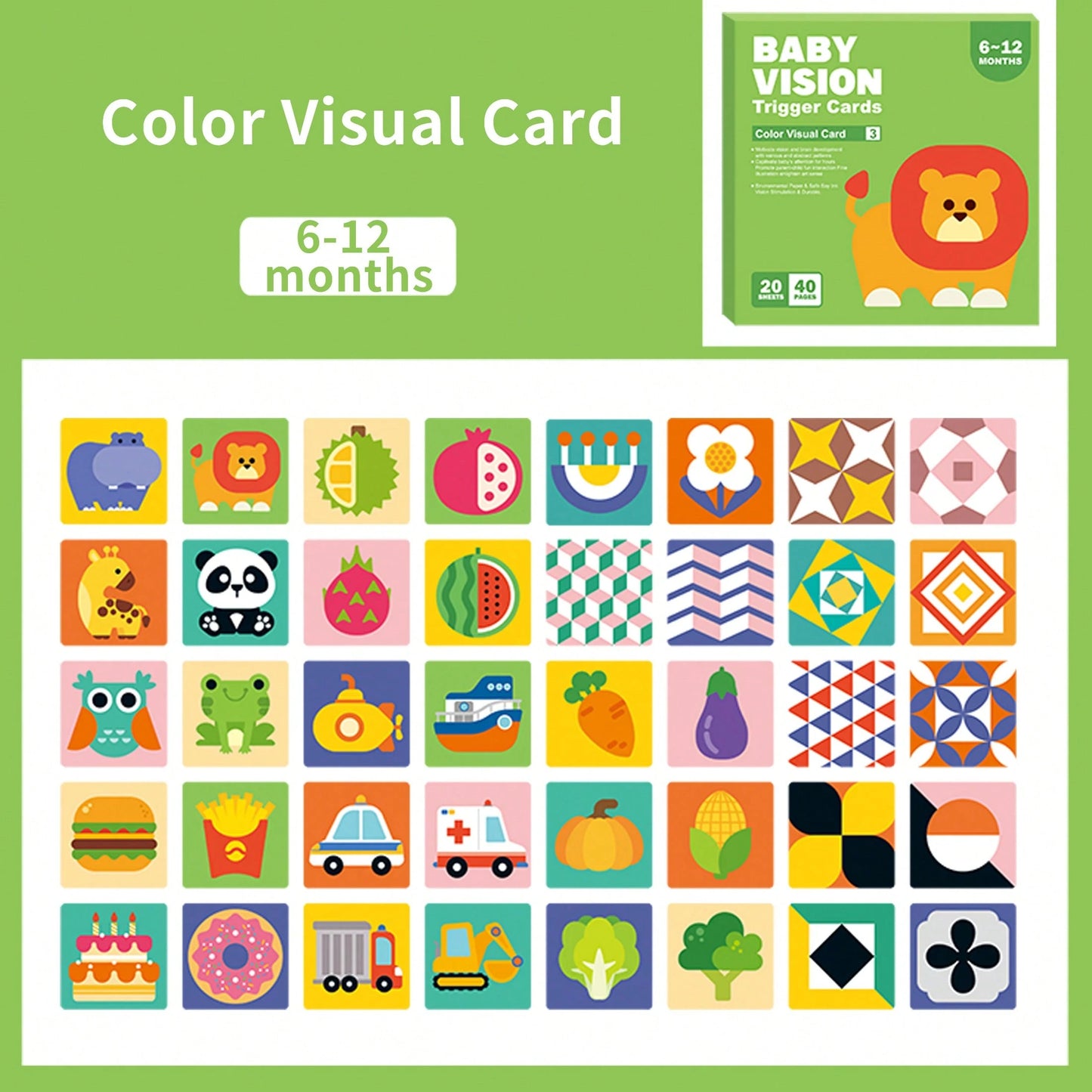 1 Box 20 Sheets 40 Pattern High Contrast Baby Cards, Newborn Visual Stimulation Black And White Cards, Infant Flash Cards, Baby Learning Cards, 0-36 Months