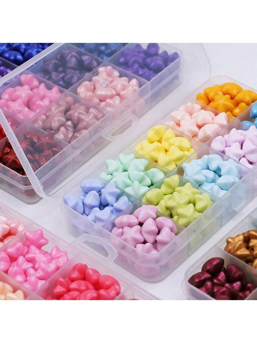 1 Box Of 10/15/24 Grids Wax Sealing Beads Kit, Star Shaped Fire Paint Wax Pellets, Boxed Wax Pellets, Fire Paint Sealing Wax Prints, For Wedding Banquet Invitations, Personalized Gift Box Sealing Wax