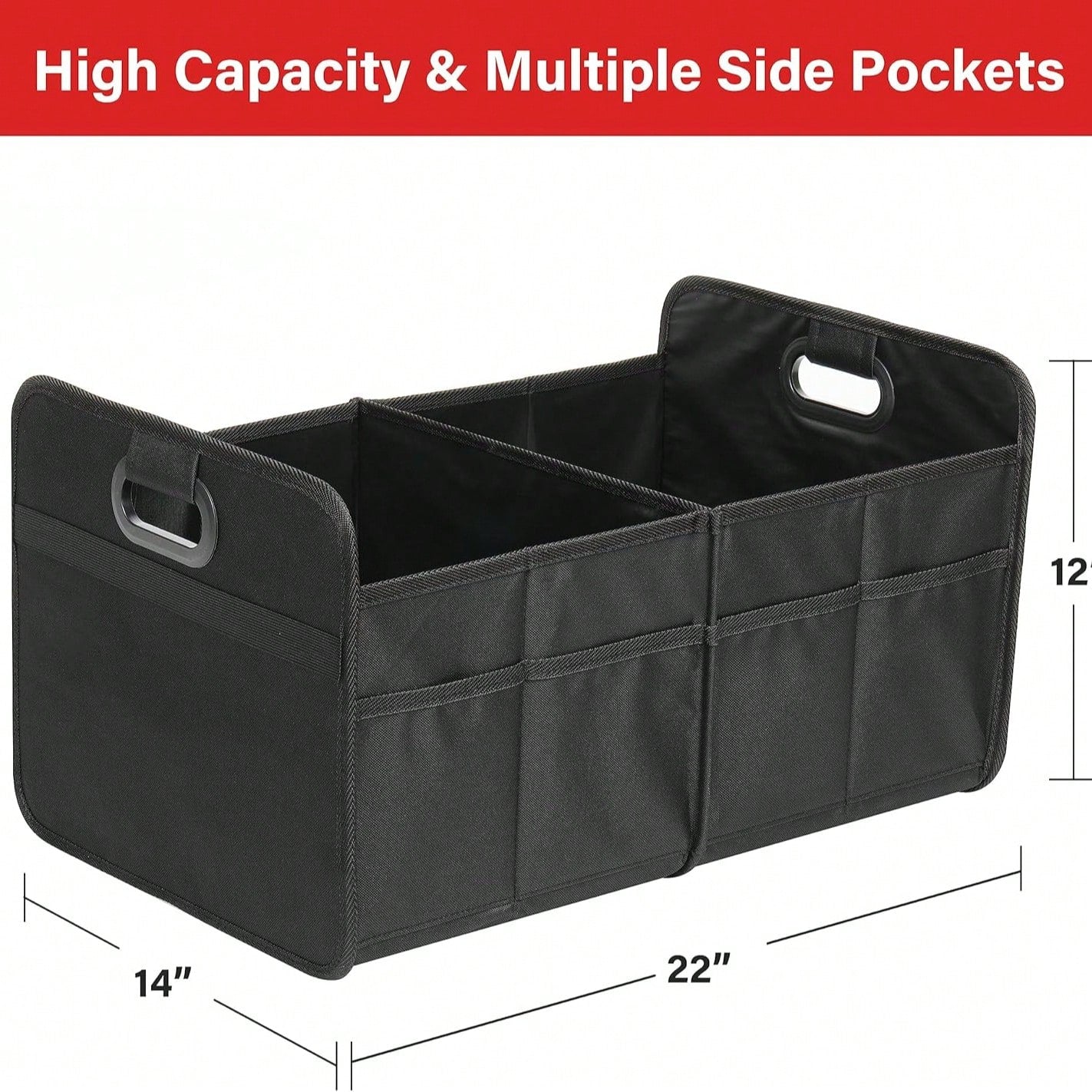 1 Car Trunk Storage Box, Vehicle Storage Container, 6-Pocket Organizer, Car Accessories, Automotive Storage, Luggage Compartment, Trunk