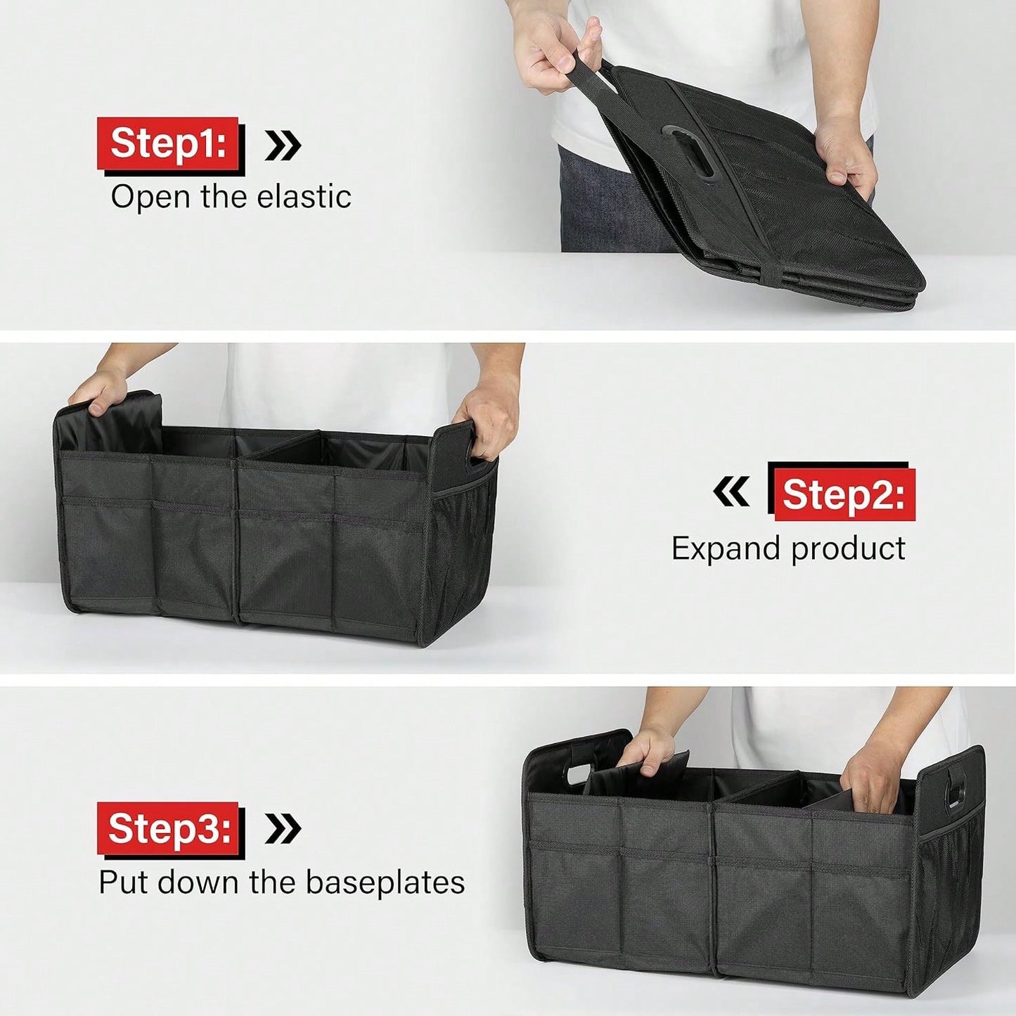 1 Car Trunk Storage Box, Vehicle Storage Container, 6-Pocket Organizer, Car Accessories, Automotive Storage, Luggage Compartment, Trunk