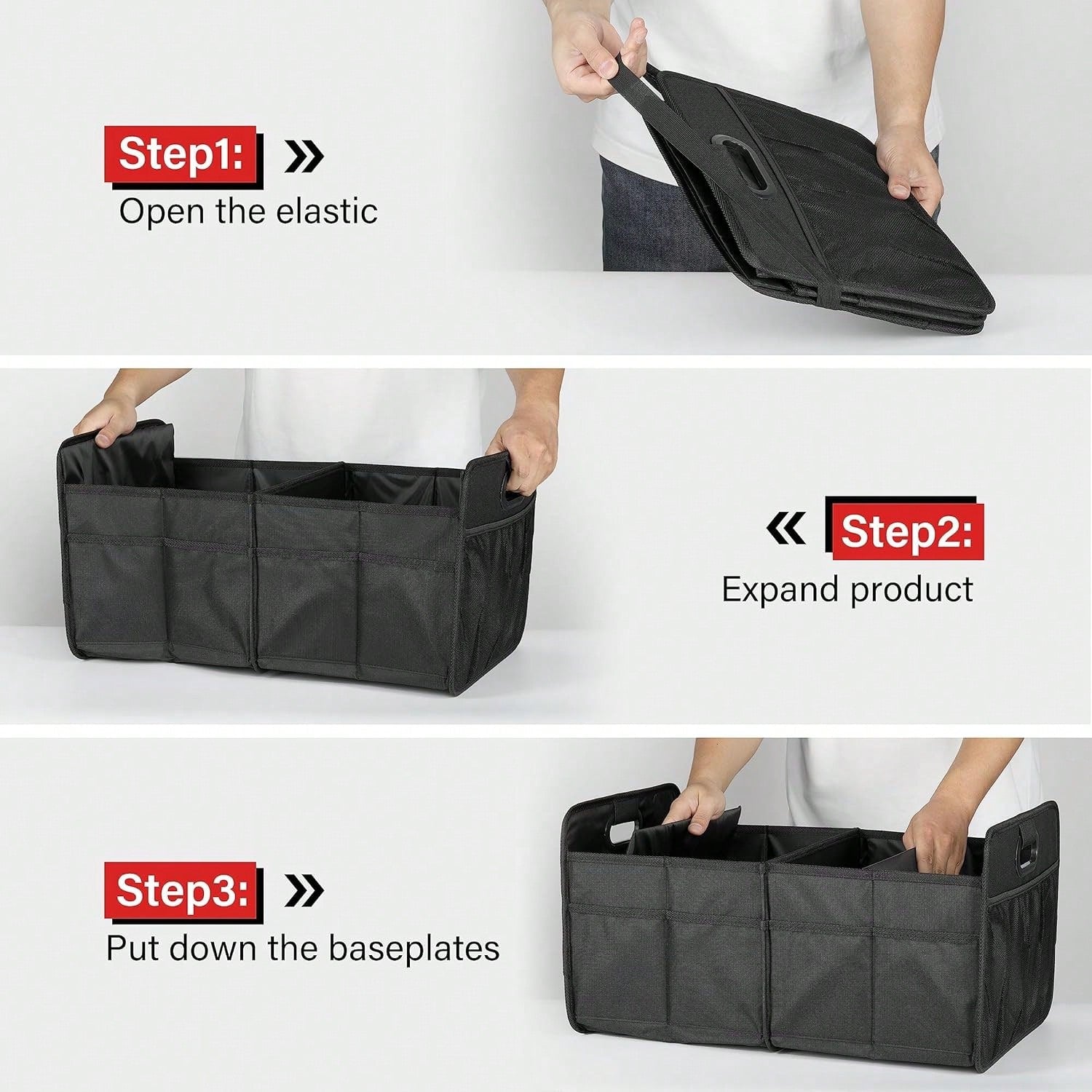 1 Car Trunk Storage Box, Vehicle Storage Container, 6-Pocket Organizer, Car Accessories, Automotive Storage, Luggage Compartment, Trunk