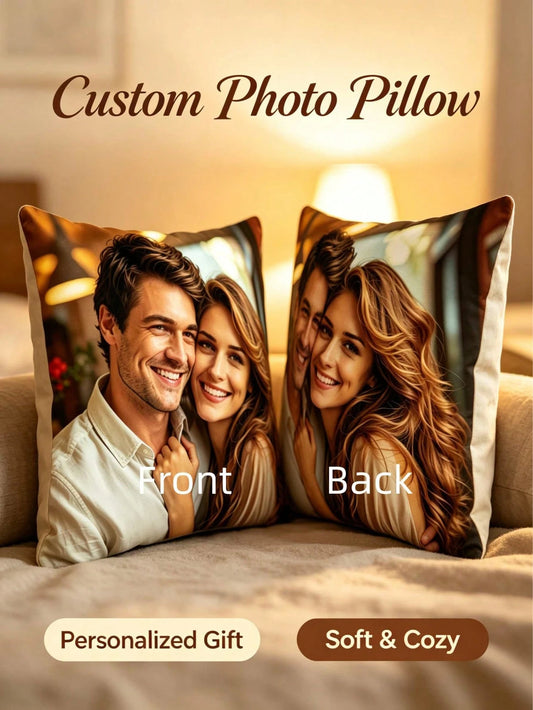 1 DIY Custom Personalized Photo Double-Sided Pillow Cover Sofa Bedroom Home Decoration Holiday Couple Parent-Child Pet Commemoration Father's Day Mother's Day Halloween Valentine's Day Thanksgiving Ea
