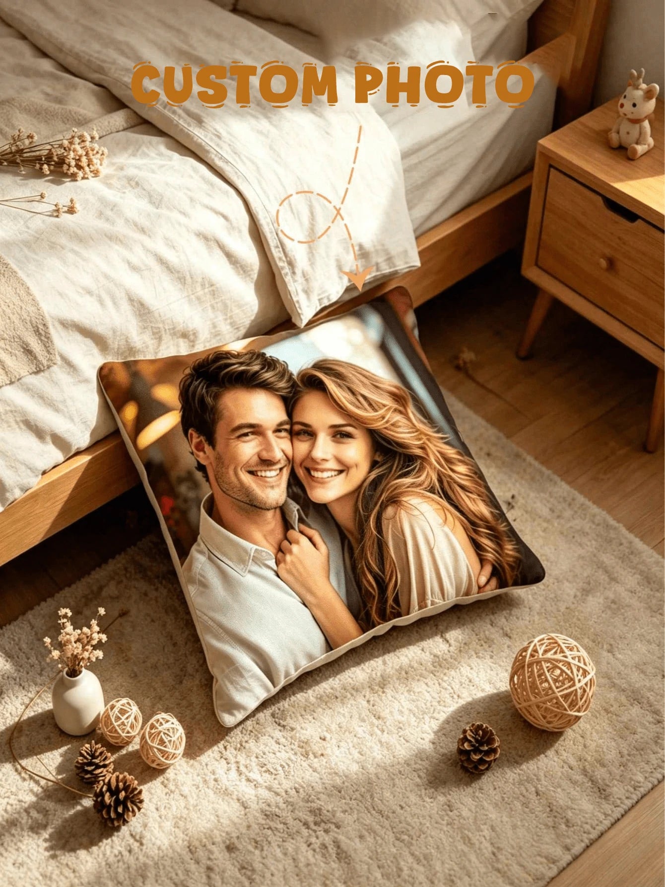 1 DIY Custom Personalized Photo Double-Sided Pillow Cover Sofa Bedroom Home Decoration Holiday Couple Parent-Child Pet Commemoration Father's Day Mother's Day Halloween Valentine's Day Thanksgiving Ea