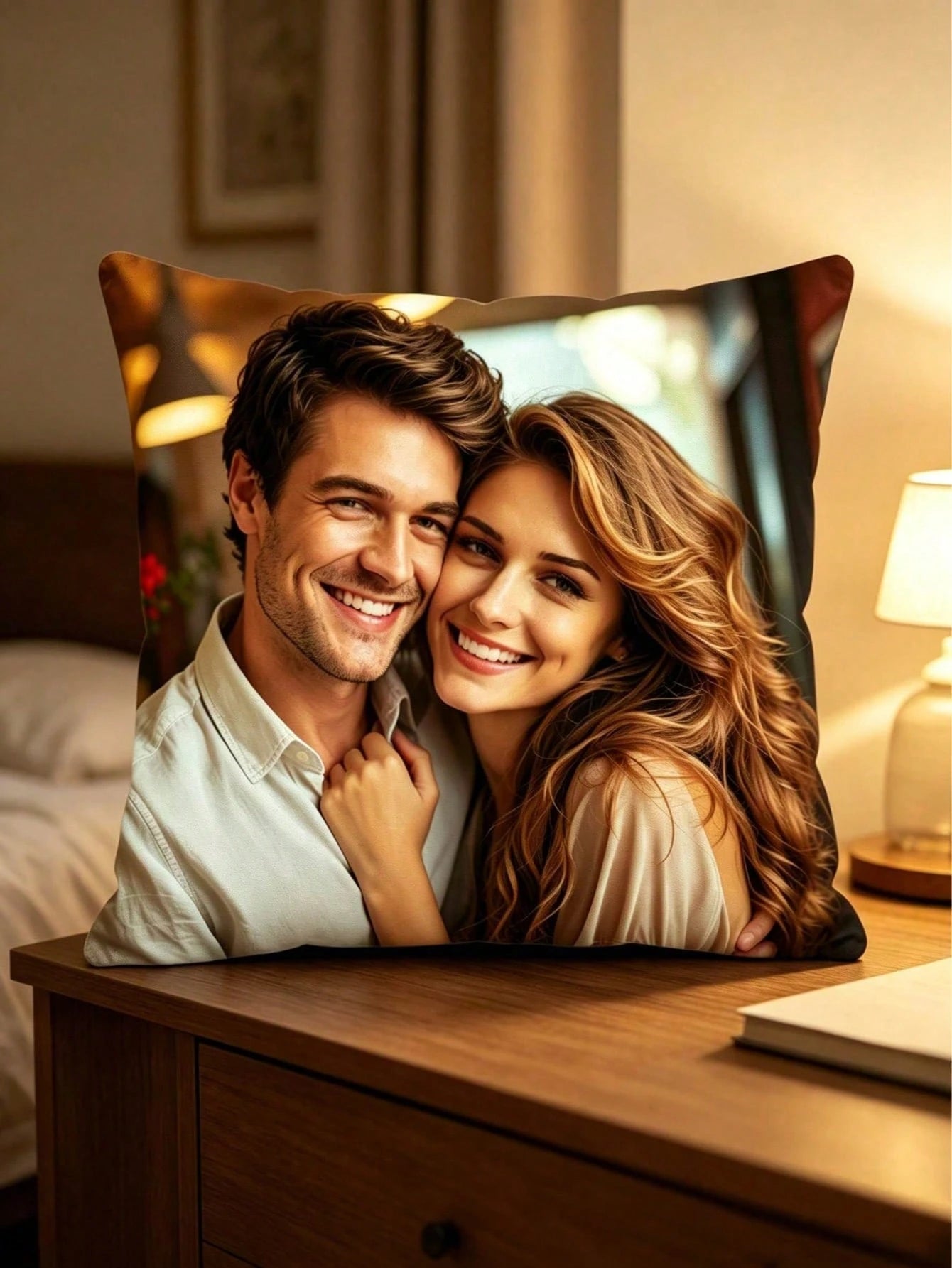 1 DIY Custom Personalized Photo Double-Sided Pillow Cover Sofa Bedroom Home Decoration Holiday Couple Parent-Child Pet Commemoration Father's Day Mother's Day Halloween Valentine's Day Thanksgiving Ea
