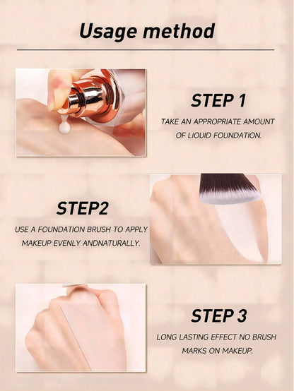 1 Large Oblique Head Foundation Make-Up Brush, Professional Synthetic Makeup Brush, Used For Contour Shaping,Foundation Brush,Concealer Brush,Blush Brush,Contour Brush,Blush Brush,Bronzer Brush,Powder