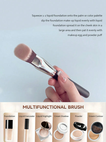 1 Large Oblique Head Foundation Make-Up Brush, Professional Synthetic Makeup Brush, Used For Contour Shaping,Foundation Brush,Concealer Brush,Blush Brush,Contour Brush,Blush Brush,Bronzer Brush,Powder