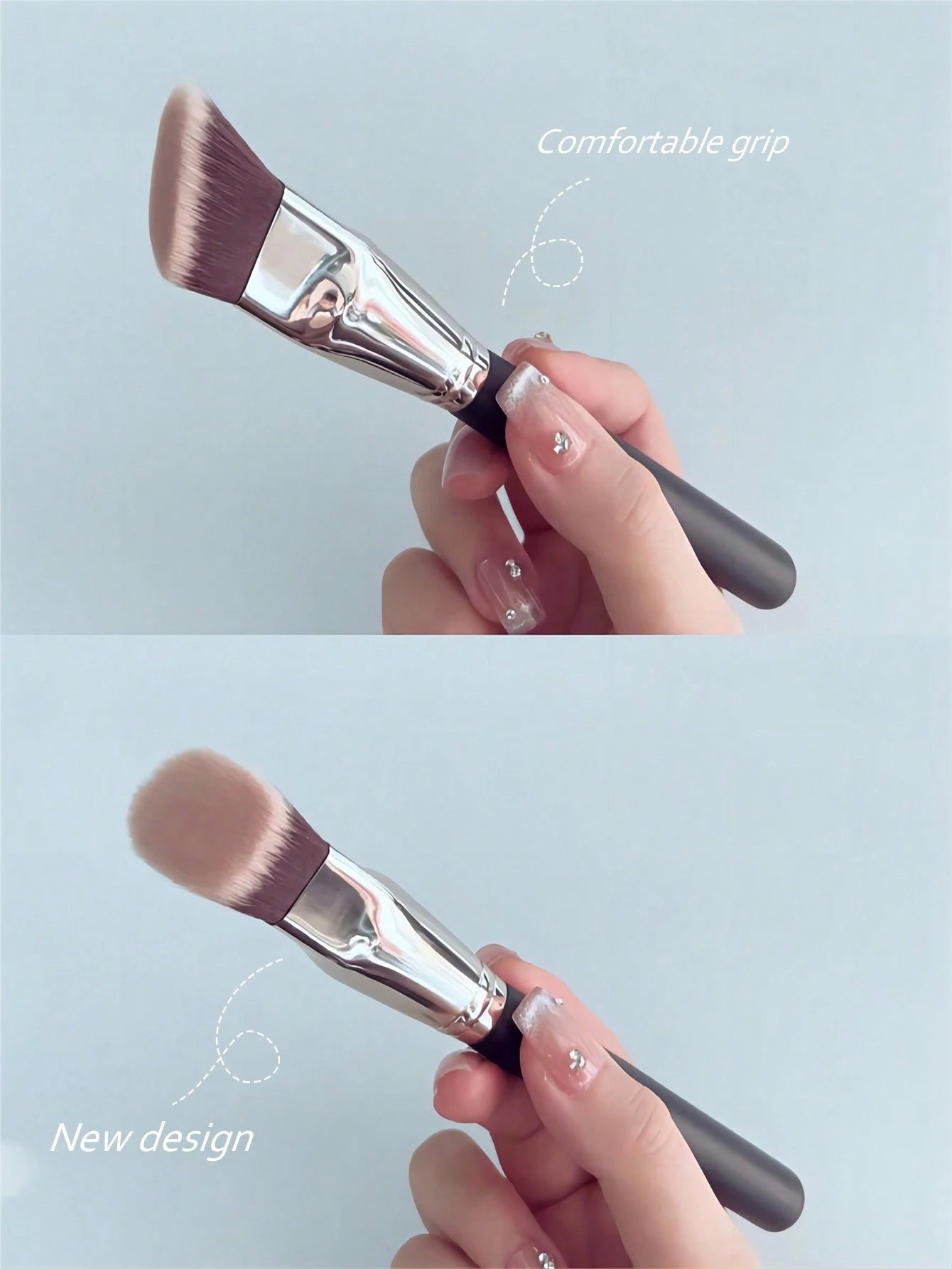 1 Large Oblique Head Foundation Make-Up Brush, Professional Synthetic Makeup Brush, Used For Contour Shaping,Foundation Brush,Concealer Brush,Blush Brush,Contour Brush,Blush Brush,Bronzer Brush,Powder