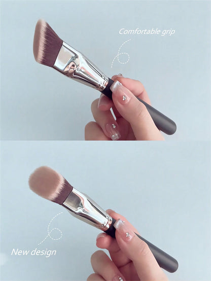 1 Large Oblique Head Foundation Make-Up Brush, Professional Synthetic Makeup Brush, Used For Contour Shaping,Foundation Brush,Concealer Brush,Blush Brush,Contour Brush,Blush Brush,Bronzer Brush,Powder