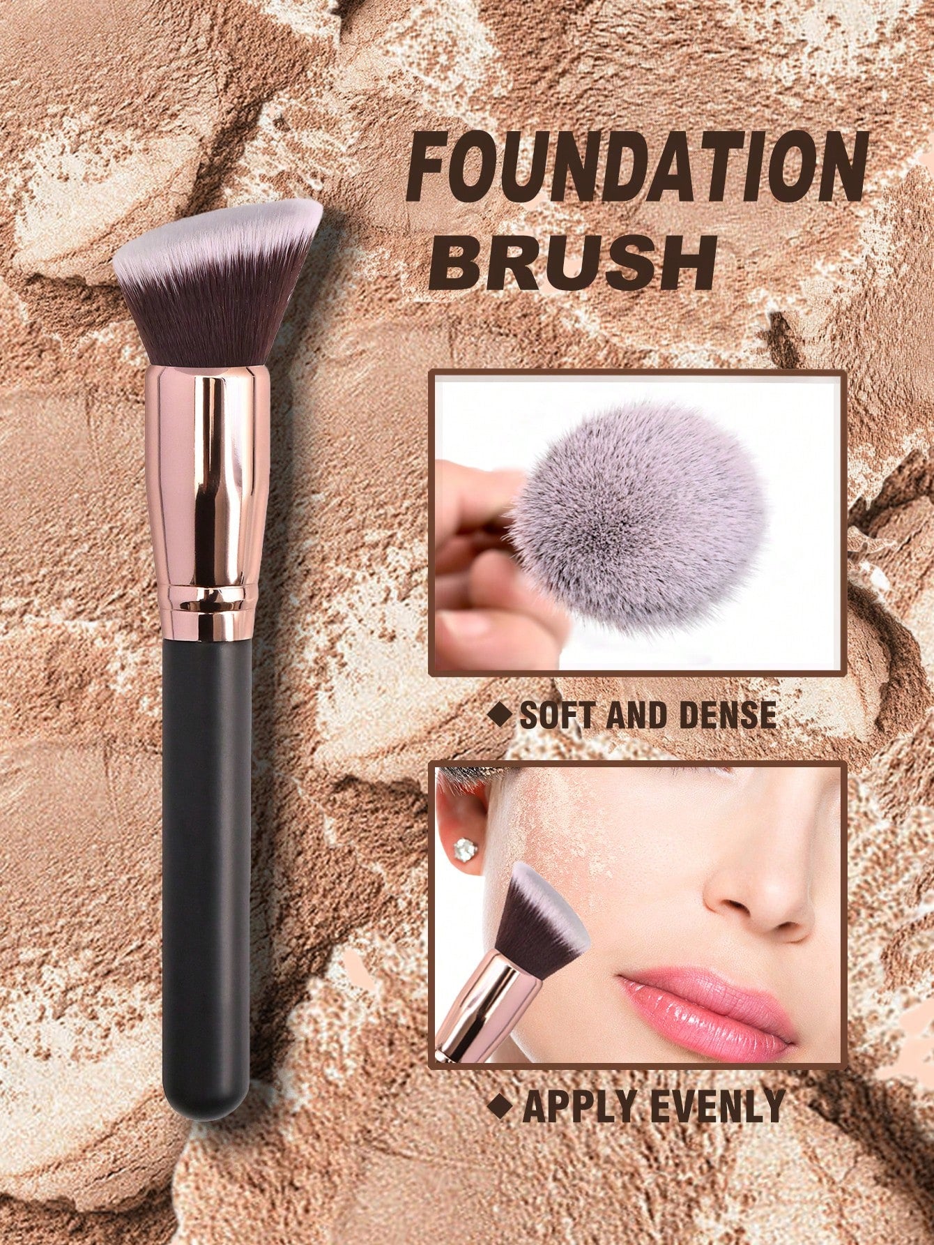 1 Large Oblique Head Foundation Make-Up Brush, Professional Synthetic Makeup Brush, Used For Contour Shaping,Foundation Brush,Concealer Brush,Blush Brush,Contour Brush,Blush Brush,Bronzer Brush,Powder
