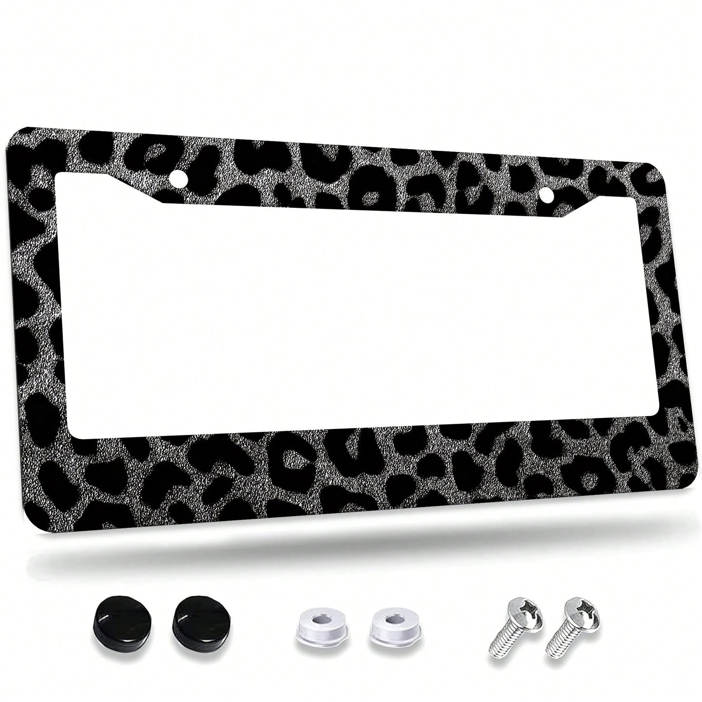 1 Leopard Print Car License Plate Frame, Aluminum License Plate Decorative Cover.This License Plate Holder Is Rust-Proof, Drop-Resistant, Weather-Resistant, And Suitable For Standard American Vehicles