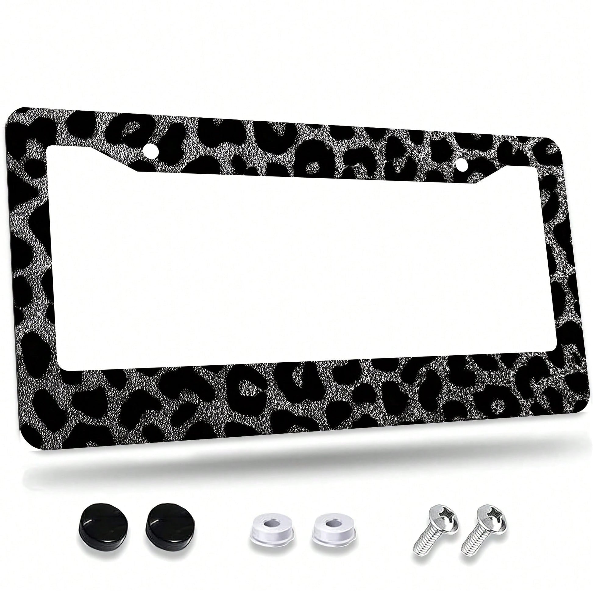 1 Leopard Print Car License Plate Frame, Aluminum License Plate Decorative Cover.This License Plate Holder Is Rust-Proof, Drop-Resistant, Weather-Resistant, And Suitable For Standard American Vehicles