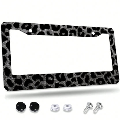 1 Leopard Print Car License Plate Frame, Aluminum License Plate Decorative Cover.This License Plate Holder Is Rust-Proof, Drop-Resistant, Weather-Resistant, And Suitable For Standard American Vehicles