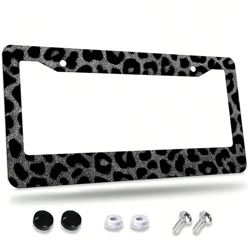 1 Leopard Print Car License Plate Frame, Aluminum License Plate Decorative Cover.This License Plate Holder Is Rust-Proof, Drop-Resistant, Weather-Resistant, And Suitable For Standard American Vehicles