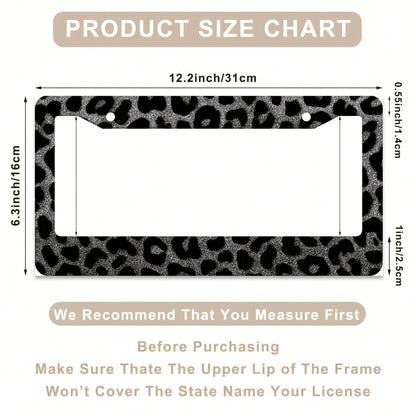 1 Leopard Print Car License Plate Frame, Aluminum License Plate Decorative Cover.This License Plate Holder Is Rust-Proof, Drop-Resistant, Weather-Resistant, And Suitable For Standard American Vehicles