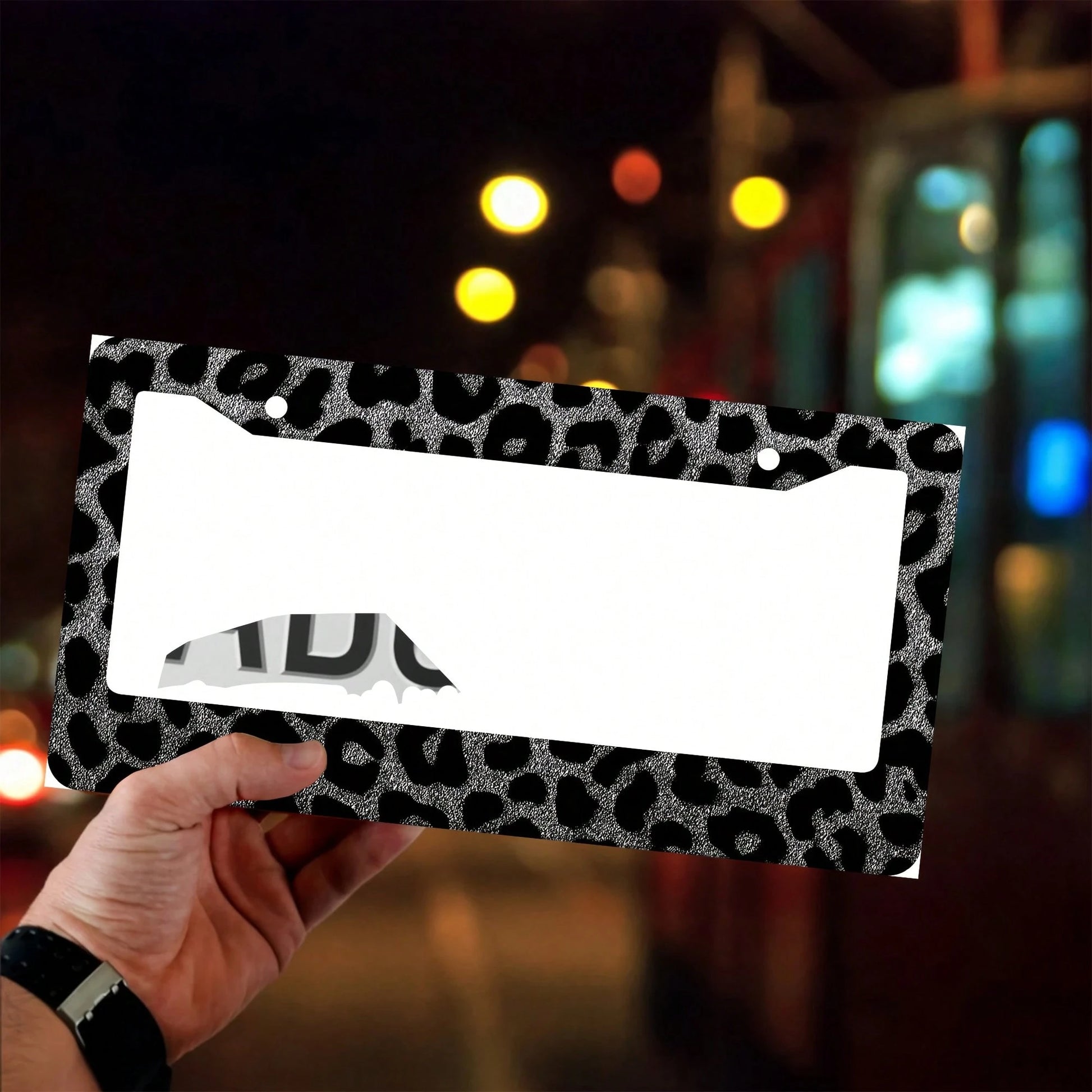 1 Leopard Print Car License Plate Frame, Aluminum License Plate Decorative Cover.This License Plate Holder Is Rust-Proof, Drop-Resistant, Weather-Resistant, And Suitable For Standard American Vehicles