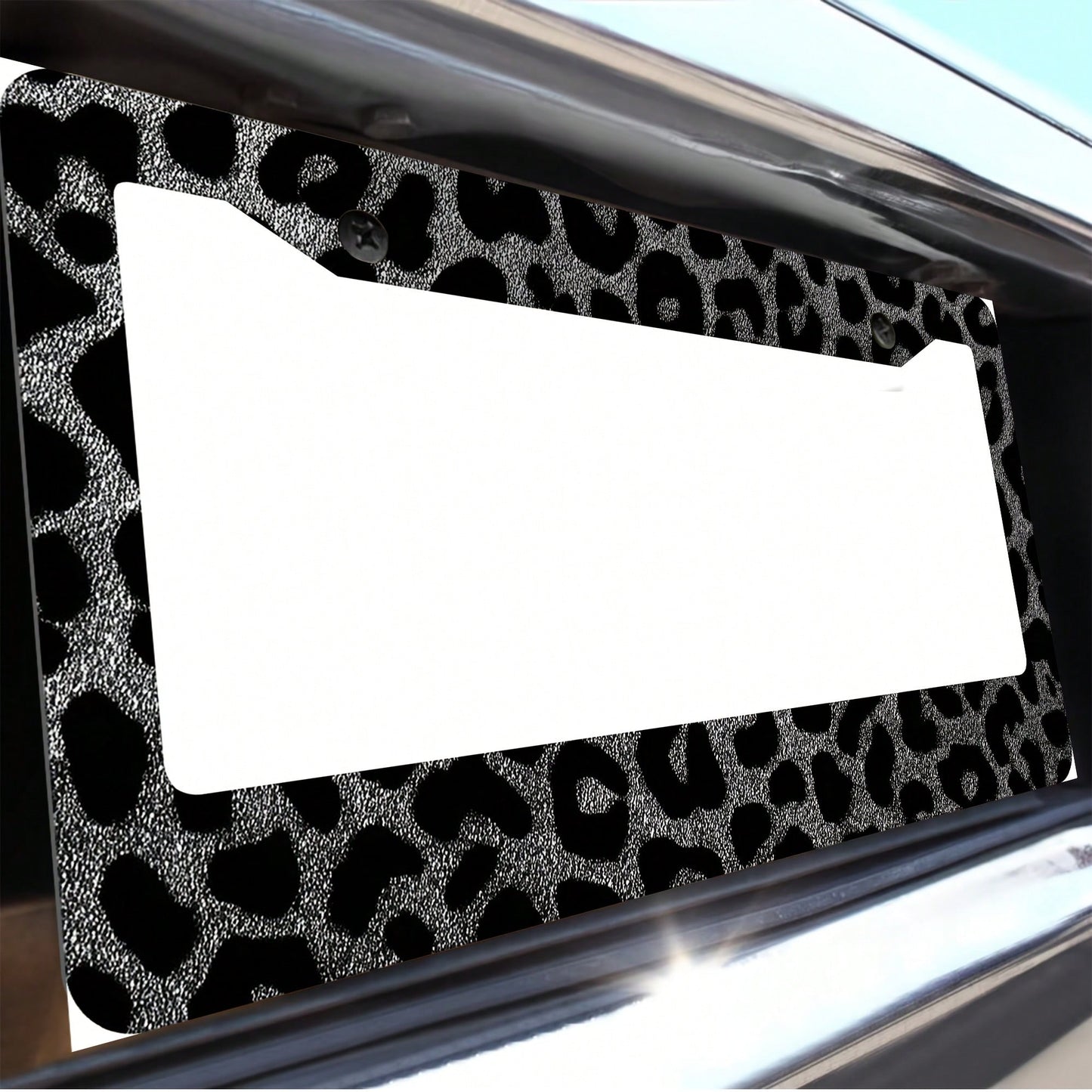 1 Leopard Print Car License Plate Frame, Aluminum License Plate Decorative Cover.This License Plate Holder Is Rust-Proof, Drop-Resistant, Weather-Resistant, And Suitable For Standard American Vehicles