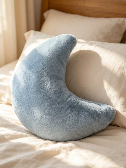 1 Moon-Shaped Decorative Pillow, Soft Faux Rabbit Fur Material, Suitable For Bed And Sofa, Moon-Shaped Plush Rug, Suitable For Living Room, Bedroom, Outdoor, Fall Thanksgiving Halloween Gifts Room Dec