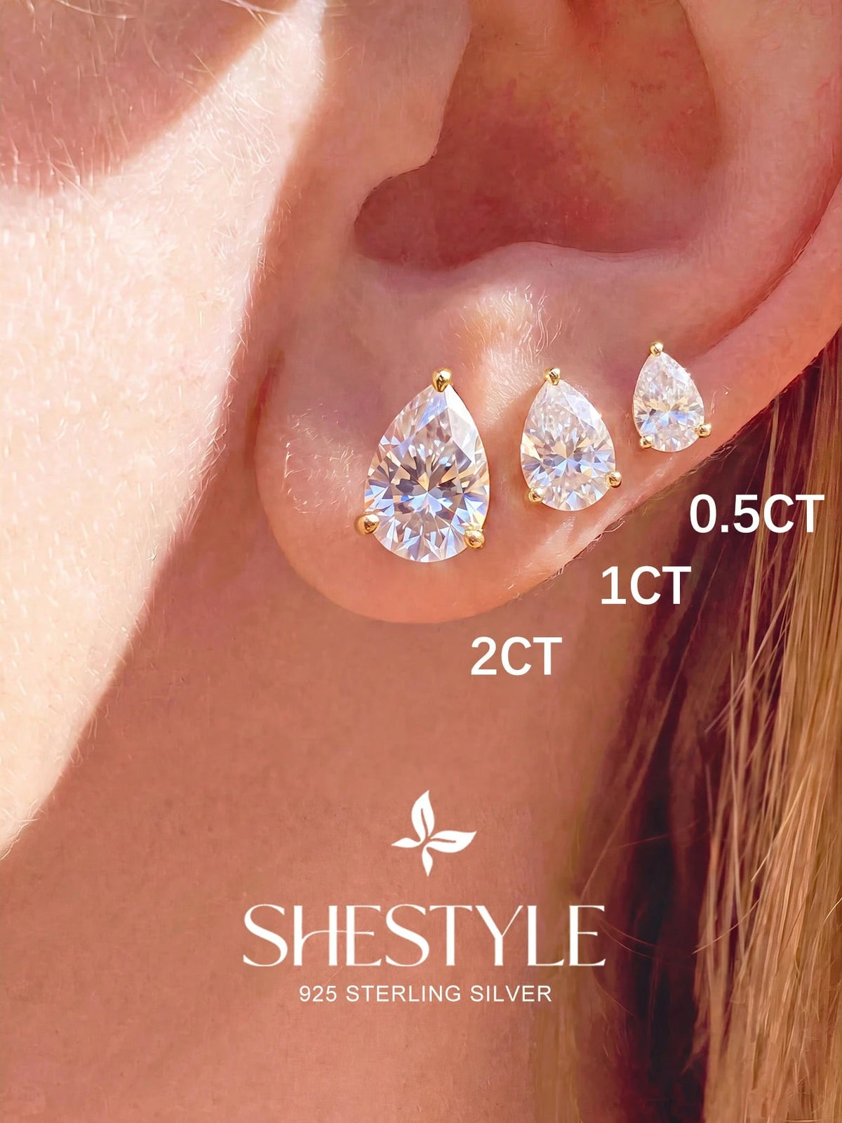 1 Pair 4-Prong Oval 0.5CT-2CT Diamond Earrings S925 Sterling Silver Elegant Romantic Women's Earrings High Quality Birthday Gift Anniversary Gift