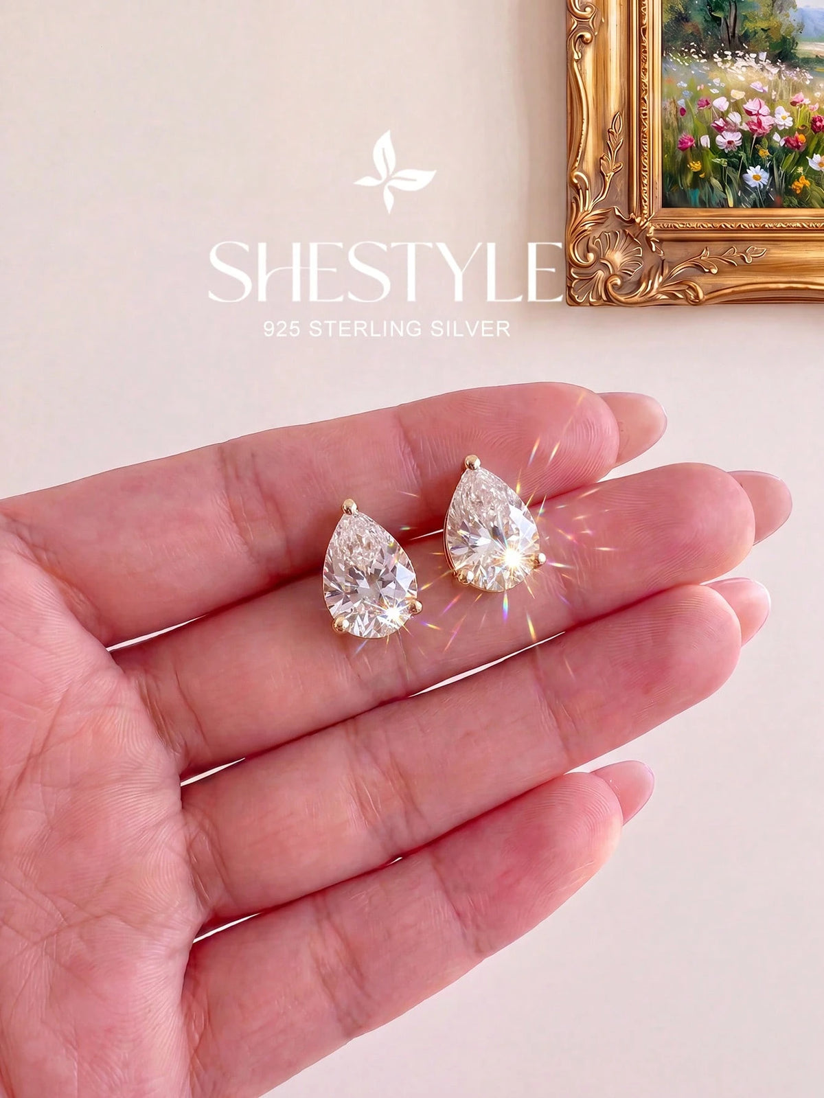 1 Pair 4-Prong Oval 0.5CT-2CT Diamond Earrings S925 Sterling Silver Elegant Romantic Women's Earrings High Quality Birthday Gift Anniversary Gift