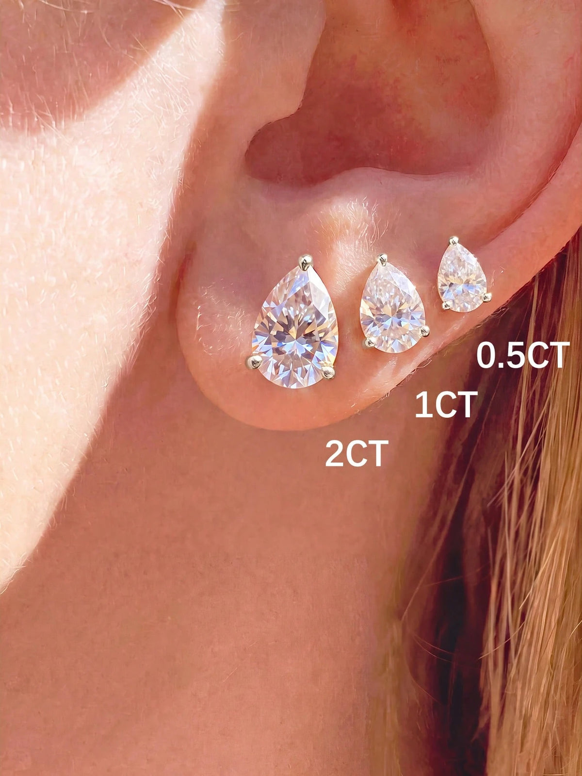 1 Pair 4-Prong Oval 0.5CT-2CT Diamond Earrings S925 Sterling Silver Elegant Romantic Women's Earrings High Quality Birthday Gift Anniversary Gift