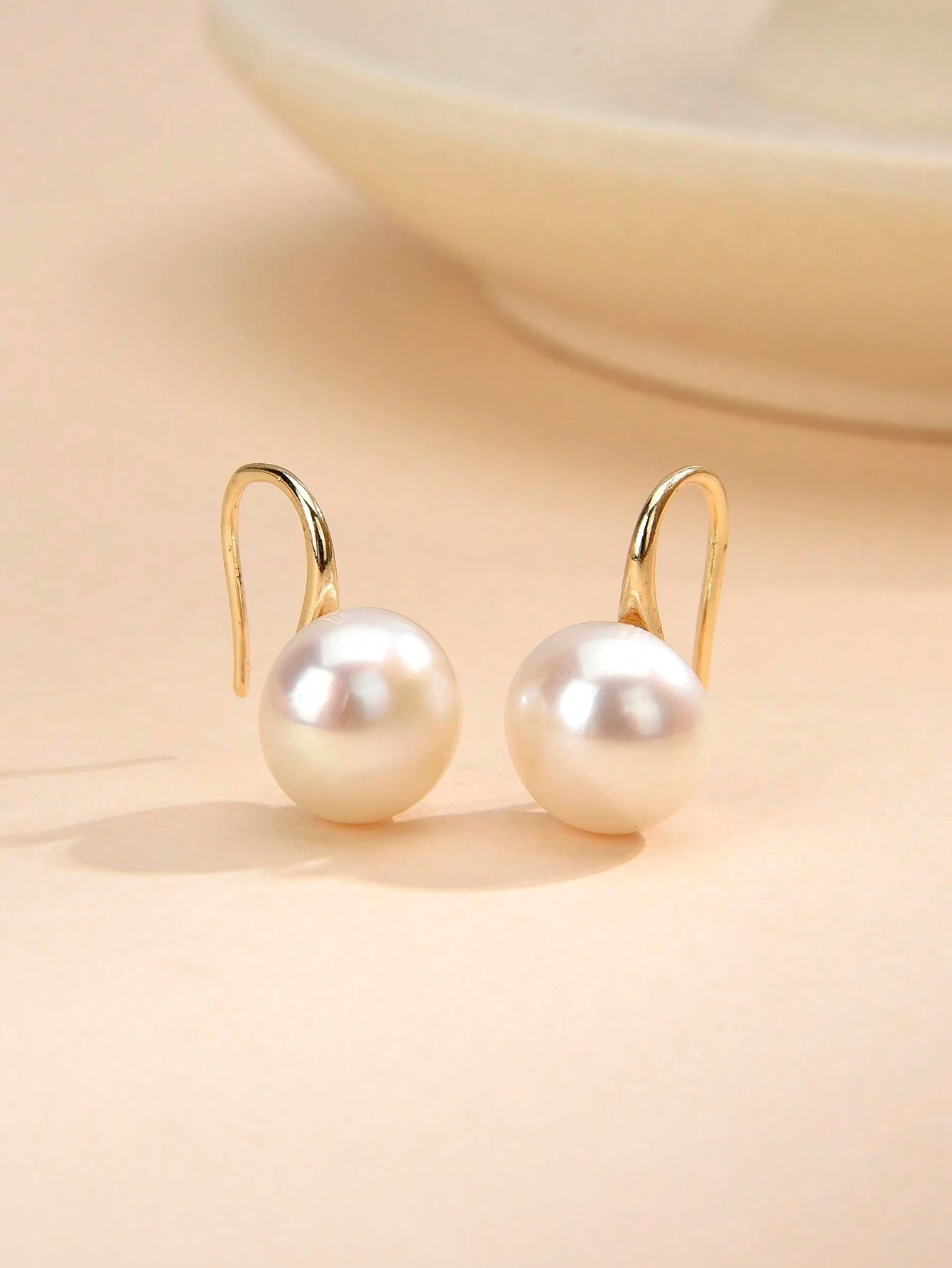 1 Pair 925 Sterling Silver Natural Faux Pearl Earrings For Daily Wear