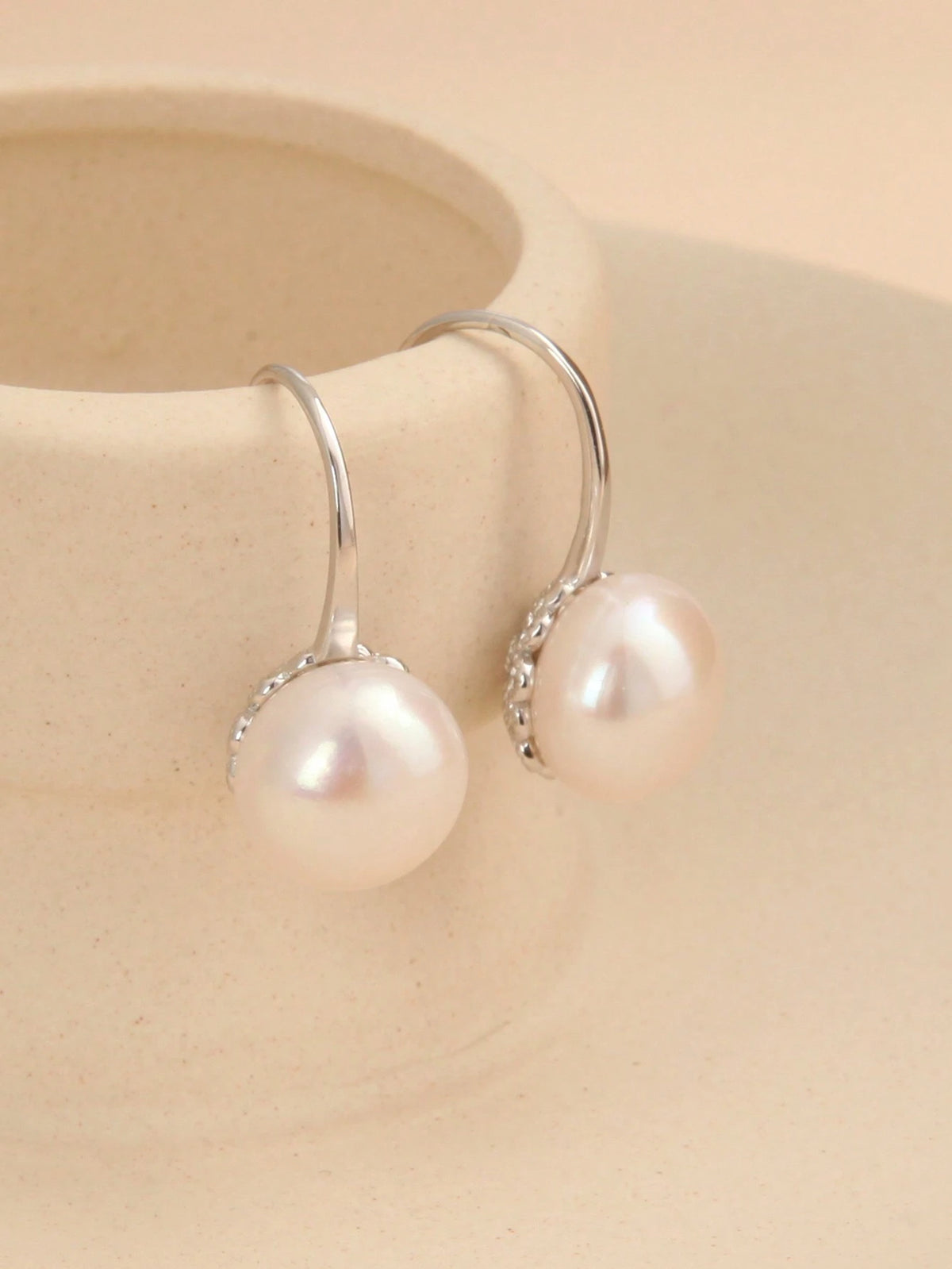 1 Pair 925 Sterling Silver Natural Freshwater Pearl Earrings, Gift For Mother's Day, Valentine's Day, Birthday, Wedding, Engagement, Bride