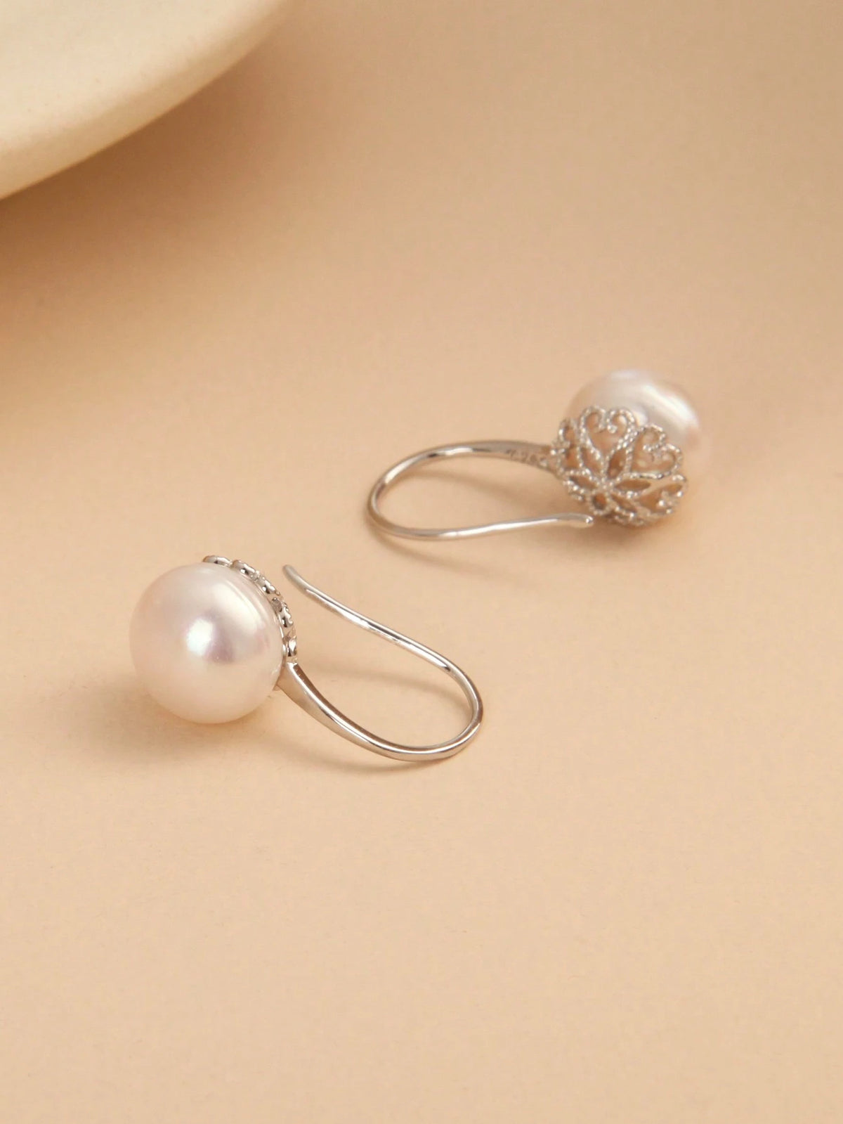 1 Pair 925 Sterling Silver Natural Freshwater Pearl Earrings, Gift For Mother's Day, Valentine's Day, Birthday, Wedding, Engagement, Bride