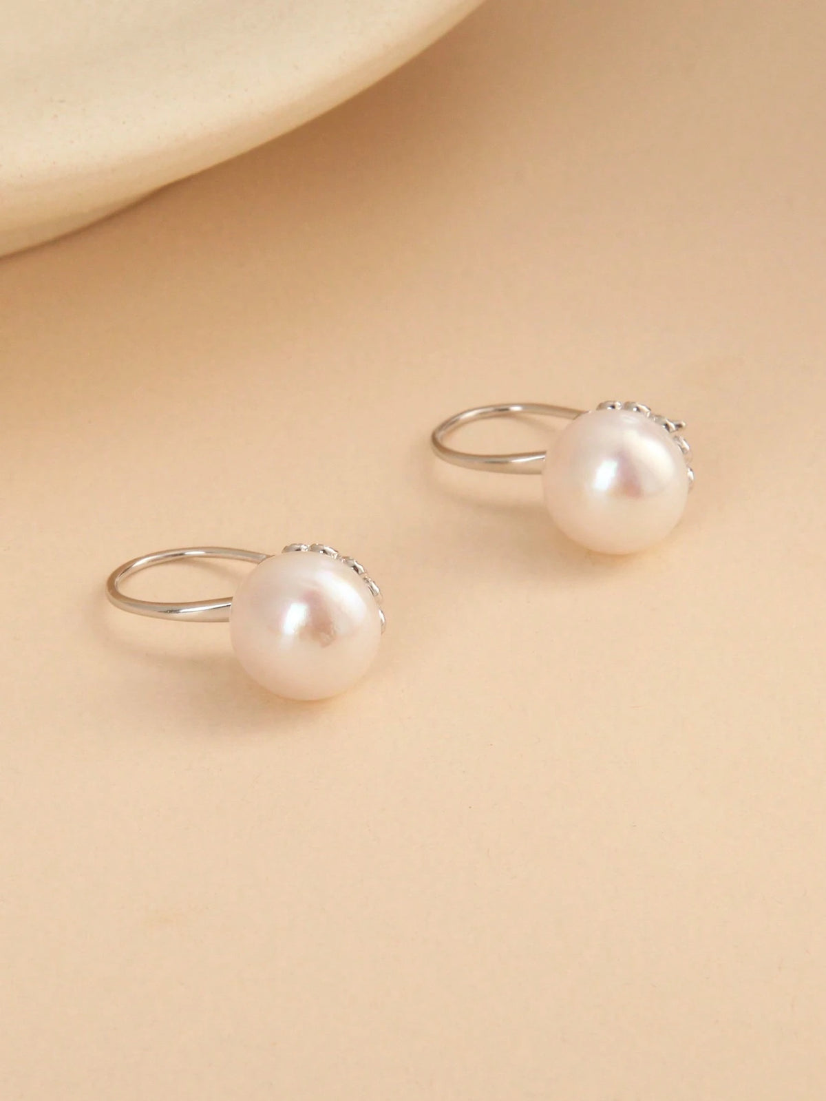 1 Pair 925 Sterling Silver Natural Freshwater Pearl Earrings, Gift For Mother's Day, Valentine's Day, Birthday, Wedding, Engagement, Bride