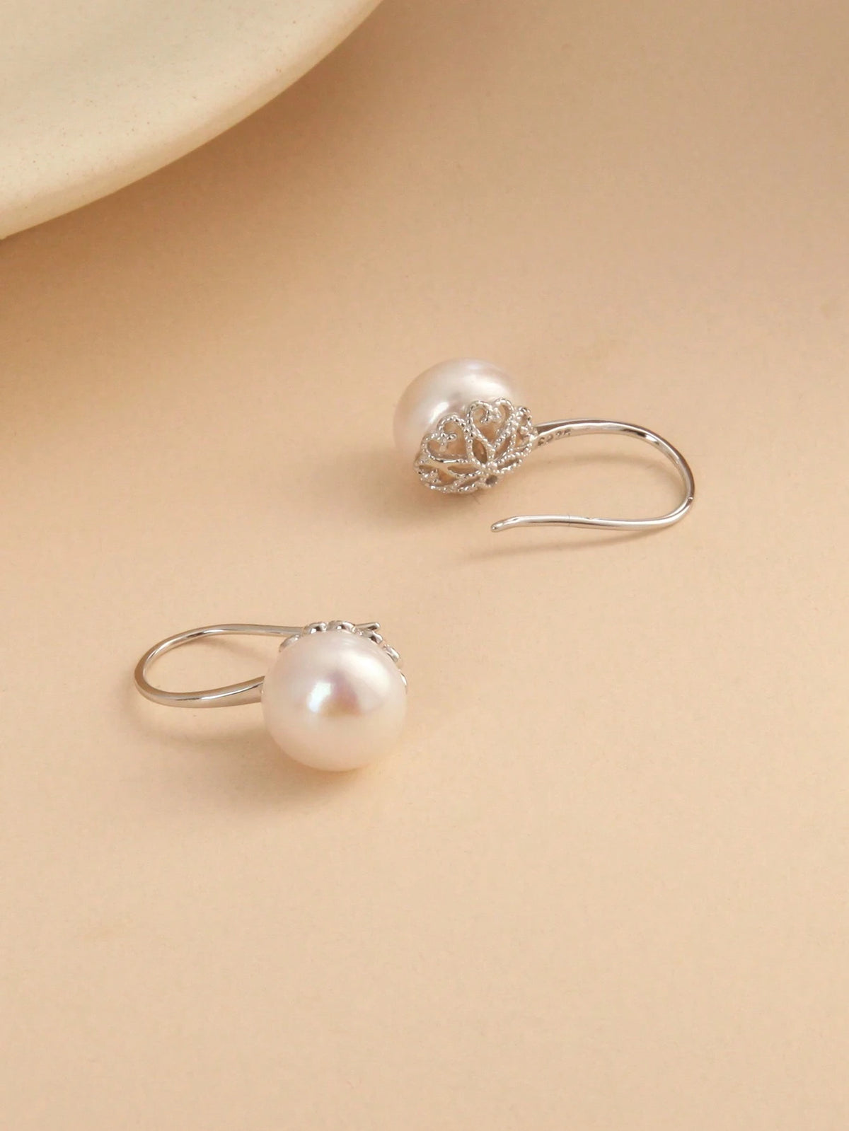 1 Pair 925 Sterling Silver Natural Freshwater Pearl Earrings, Gift For Mother's Day, Valentine's Day, Birthday, Wedding, Engagement, Bride