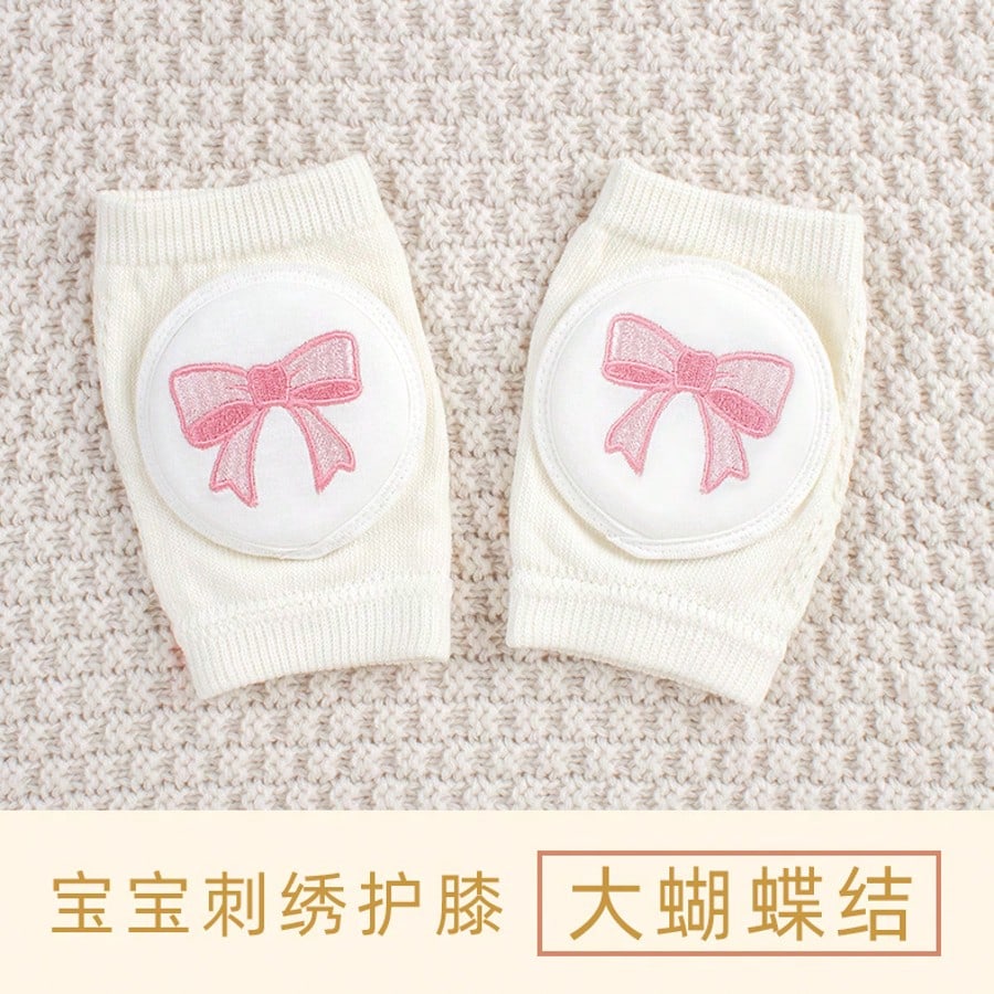 1 Pair Baby Knee Pads Socks, With Embroidery Design, Non-Slip Breathable Mesh Fabric, Suitable For 0-3 Years Old Children Crawling, Walking, Outdoor/Indoor Activities And Anti-Skid Protection