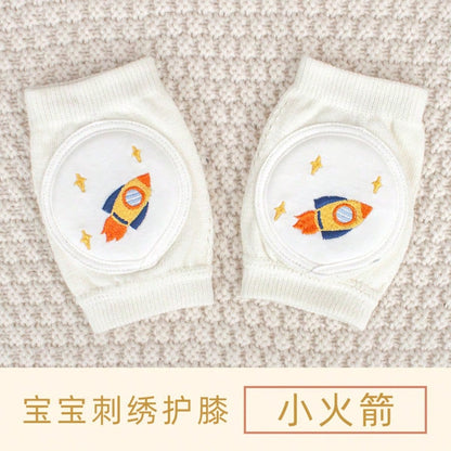 1 Pair Baby Knee Pads Socks, With Embroidery Design, Non-Slip Breathable Mesh Fabric, Suitable For 0-3 Years Old Children Crawling, Walking, Outdoor/Indoor Activities And Anti-Skid Protection