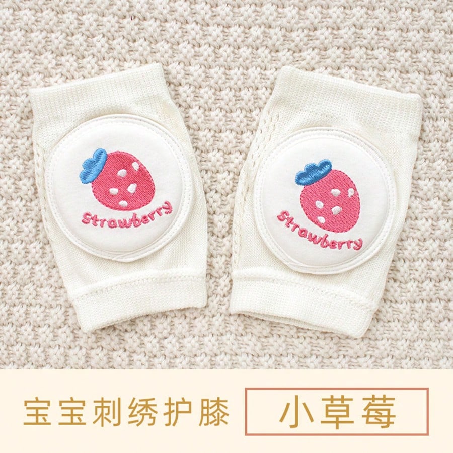 1 Pair Baby Knee Pads Socks, With Embroidery Design, Non-Slip Breathable Mesh Fabric, Suitable For 0-3 Years Old Children Crawling, Walking, Outdoor/Indoor Activities And Anti-Skid Protection