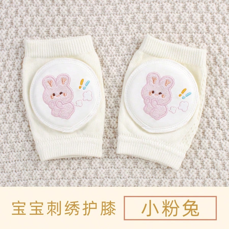 1 Pair Baby Knee Pads Socks, With Embroidery Design, Non-Slip Breathable Mesh Fabric, Suitable For 0-3 Years Old Children Crawling, Walking, Outdoor/Indoor Activities And Anti-Skid Protection