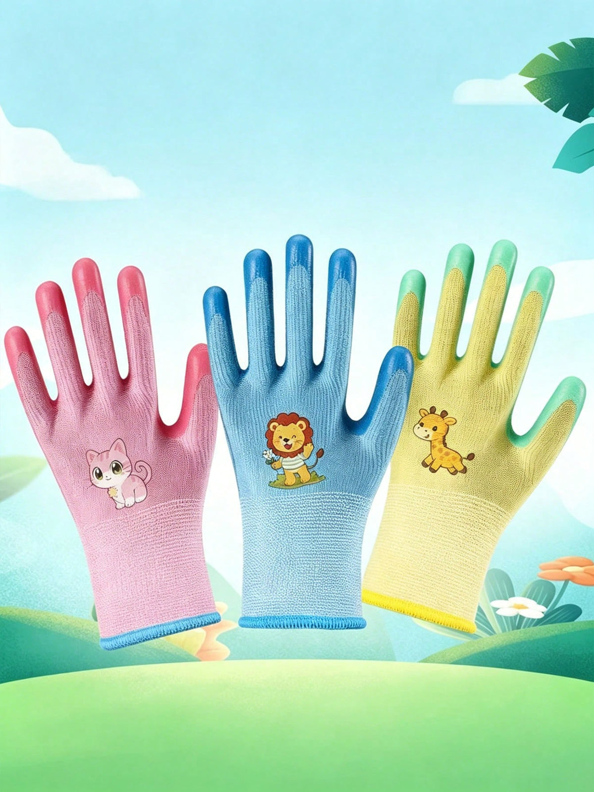 1 Pair Children's Gardening Gloves- Knitted Elastic Lining, Waterproof/Stain-Resistant, Non-Slip With Latex Rubber Coating, Prov, First Day Of School