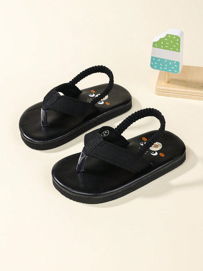 1 Pair Cute Printed Slip-On Non-Slip Flip Flops, Kid-Friendly Outdoor Shoes