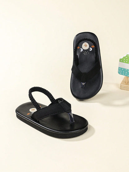 1 Pair Cute Printed Slip-On Non-Slip Flip Flops, Kid-Friendly Outdoor Shoes