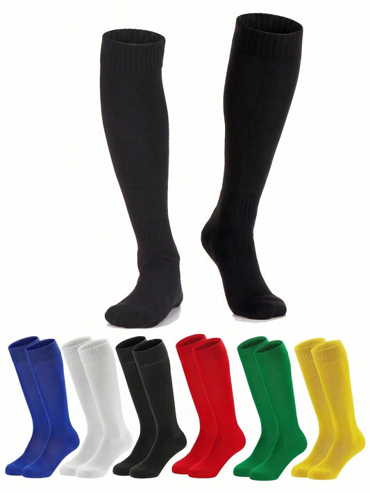 1 Pair Kids Anti-Slip Thickened Long Football Socks, Solid Color Long Sporty Socks For Basketball, Suitable For 2-12 Years Old Bo, First Day Of School