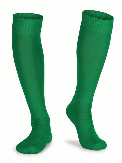 1 Pair Kids Anti-Slip Thickened Long Football Socks, Solid Color Long Sporty Socks For Basketball, Suitable For 2-12 Years Old Bo, First Day Of School