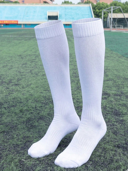 1 Pair Kids Anti-Slip Thickened Long Football Socks, Solid Color Long Sporty Socks For Basketball, Suitable For 2-12 Years Old Bo, First Day Of School