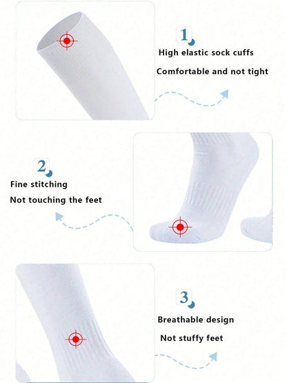 1 Pair Kids Anti-Slip Thickened Long Football Socks, Solid Color Long Sporty Socks For Basketball, Suitable For 2-12 Years Old Bo, First Day Of School