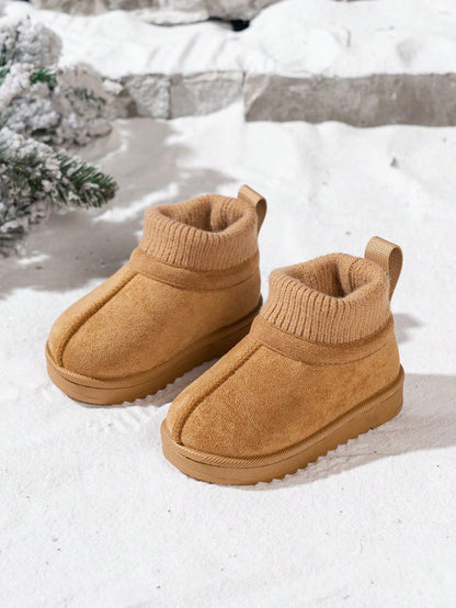1 Pair Kids Knitted Sock Collar Snow Boots, Winter New Style Anti-Slip Warm Boots For Baby