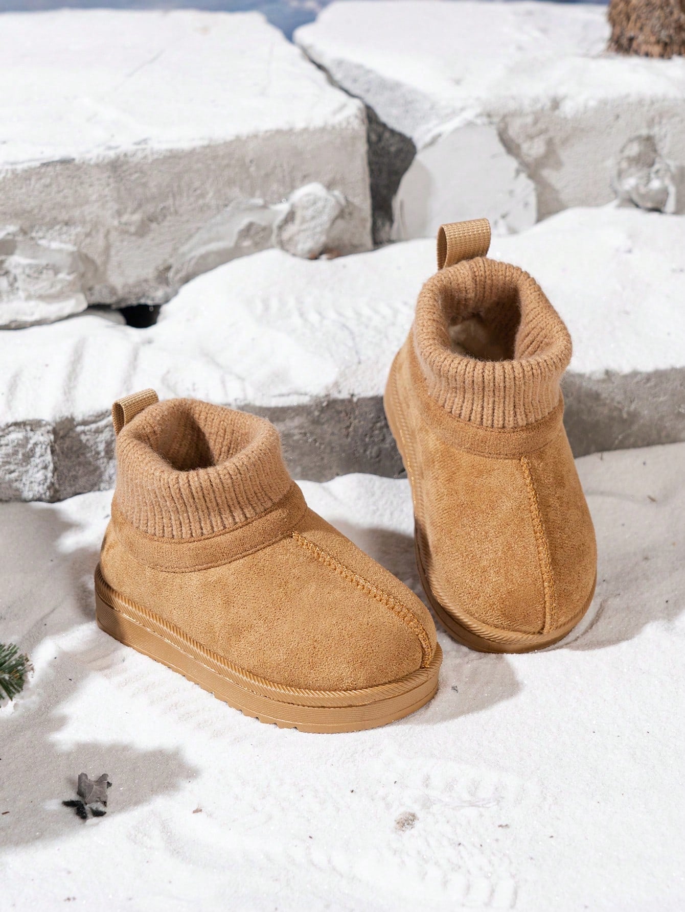 1 Pair Kids Knitted Sock Collar Snow Boots, Winter New Style Anti-Slip Warm Boots For Baby