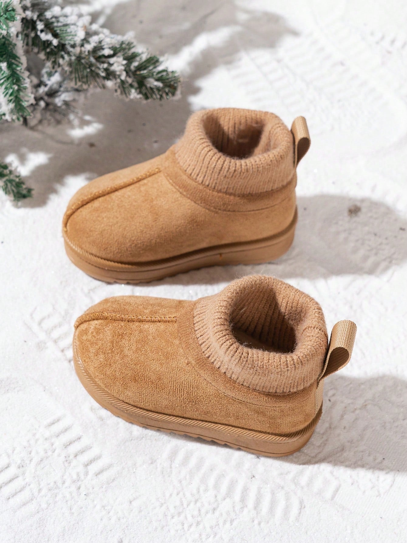 1 Pair Kids Knitted Sock Collar Snow Boots, Winter New Style Anti-Slip Warm Boots For Baby