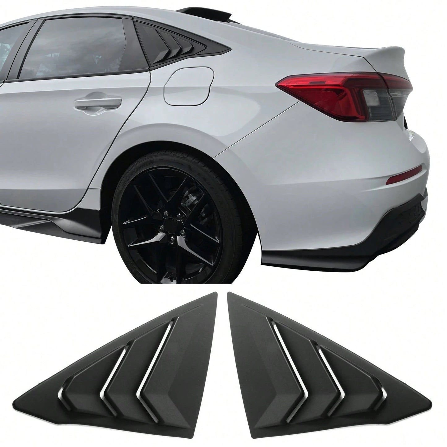 1 Pair Window Louver Compatible With Honda Civic 2022-2025 11th Gen 4-Door Sedan, Matte Black ABS Plastic Side Vent Window Scoop Louver Cover Trim Pair By Ikon Motorsports