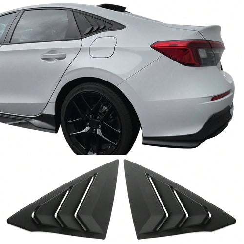 1 Pair Window Louver Compatible With Honda Civic 2022-2025 11th Gen 4-Door Sedan, Matte Black ABS Plastic Side Vent Window Scoop Louver Cover Trim Pair By Ikon Motorsports