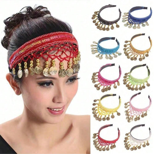 1 Pc Girls Hair Hoop Hair Bands Head Chain Headpiece Headband Belly Dance Costumes For Women Headwear Dance Head Inserted Dance Hair Comb Stage Performance Accessories Head Hoop Crown